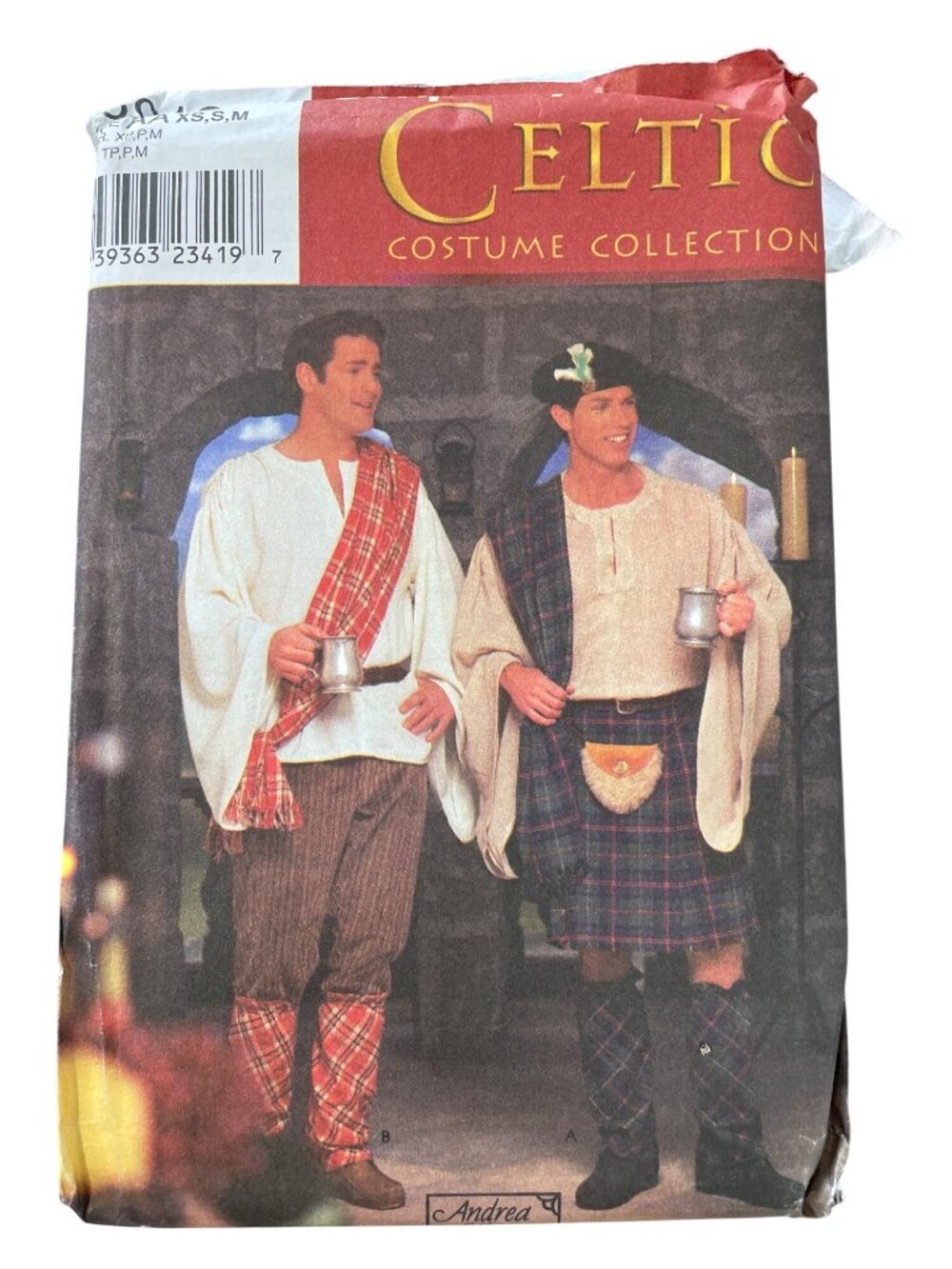 Vintage 90s 8913 Simplicity Sewing Pattern XS-M Kilt Celtic Mens Costume UNCUT
